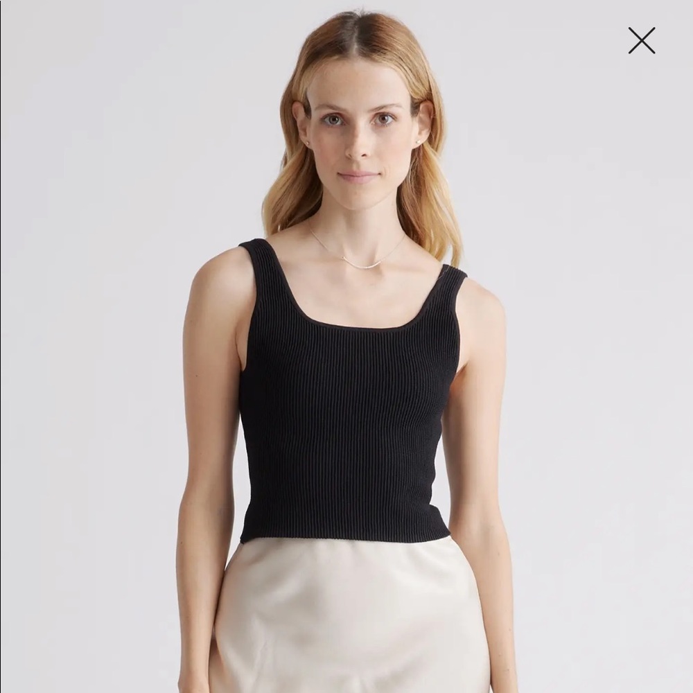 Quince Cropped Square Neck Sweater Knit Tank Size Small